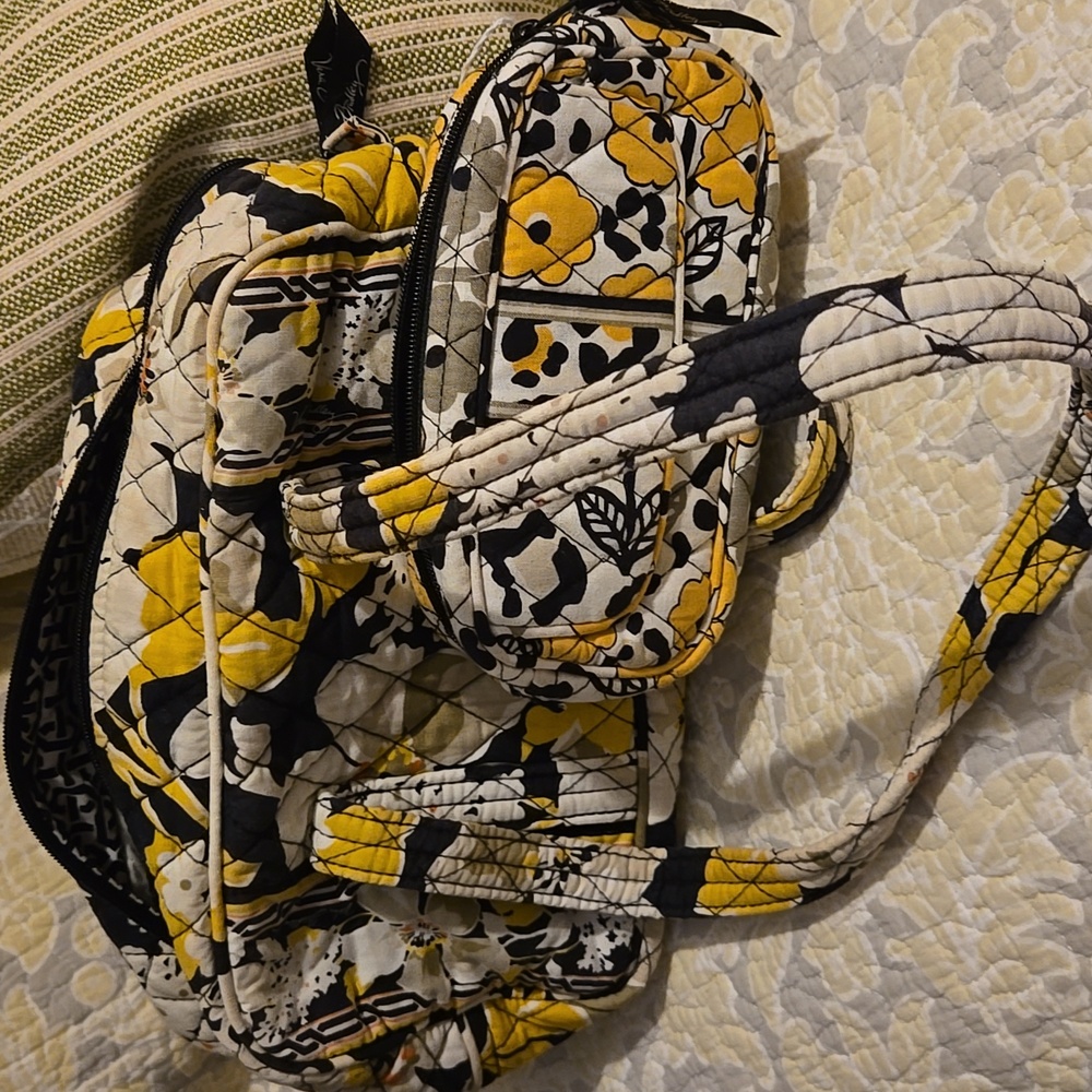 Vera Bradley 2 Floral Quilted Women's Bag - Black and Yellow like new condition